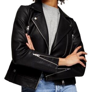 Topshop Fred Faux Leather Biker Jacket